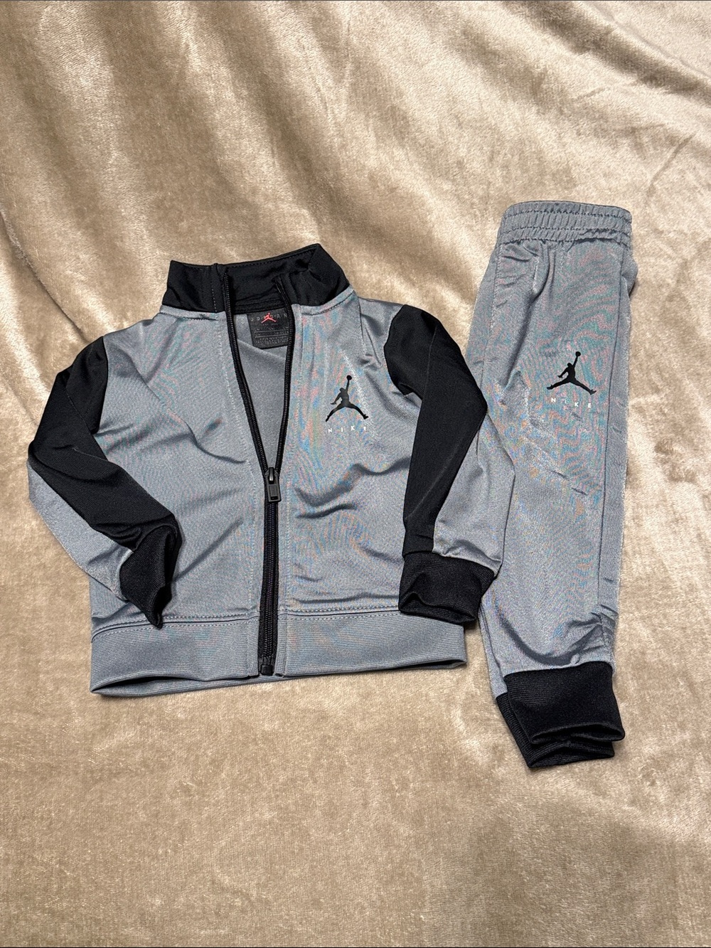 Jordan Kids Gray and Black Jumpman Track Set Bottoms 12m